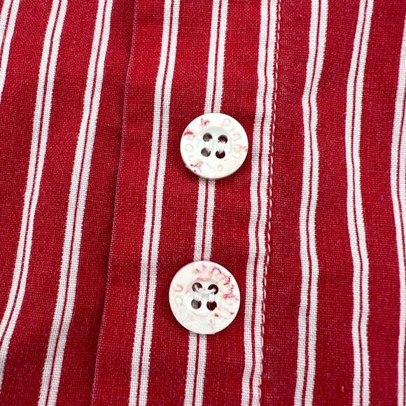Vintage Pinot Noir Red & White Striped Button-Up Shirt With Chest Pockets - Picture 2 of 6